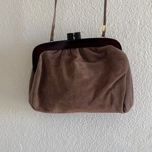 Vintage Brown Tortoise and Suede Bag